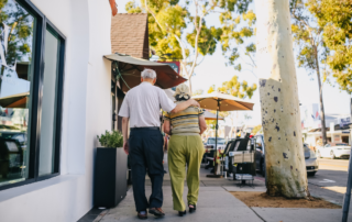 Old couple walking