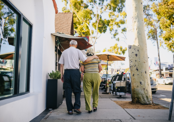 Old couple walking