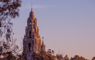 Sun setting on Balboa Park